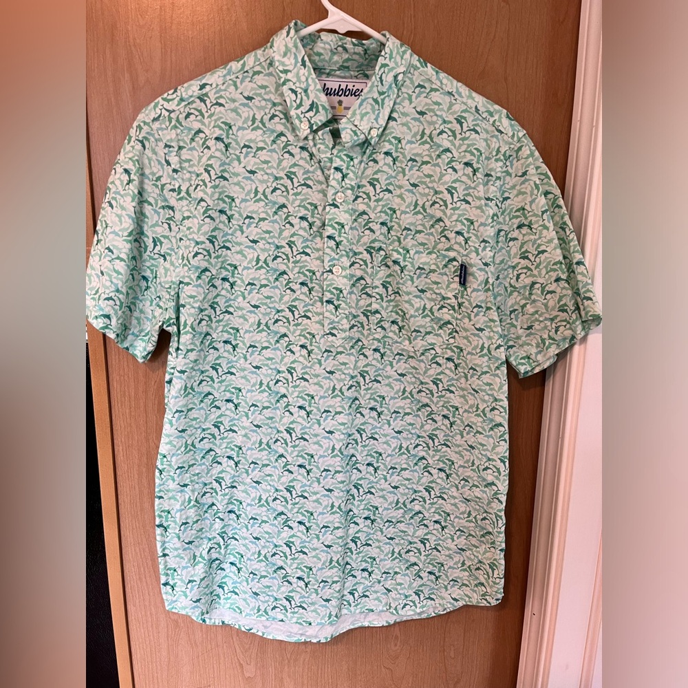 Chubbies Button Up Shirt- Dolphin Print- Medium